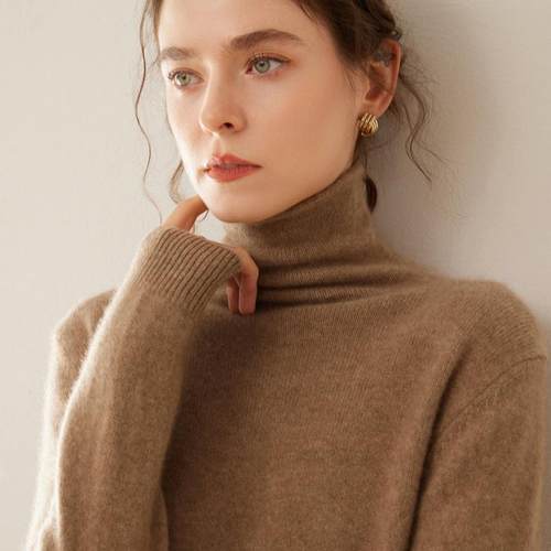 山羊绒加厚堆堆领针织毛衣