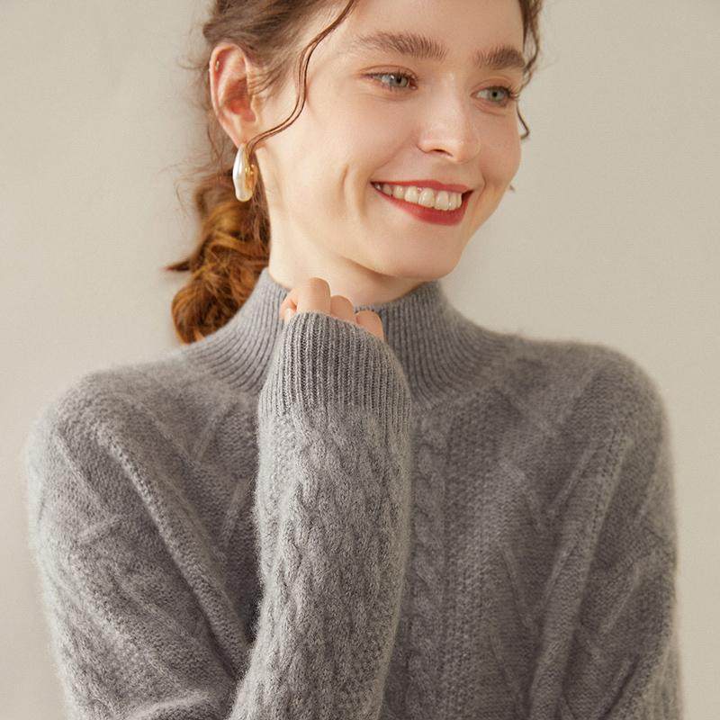 冬季新款半高领羊绒衫女加厚亲肤山羊绒毛衣菱形宽松针织打底衫,女装/女士精品,羊绒衫,淘宝优惠券,粉丝福利购,淘宝优惠卷