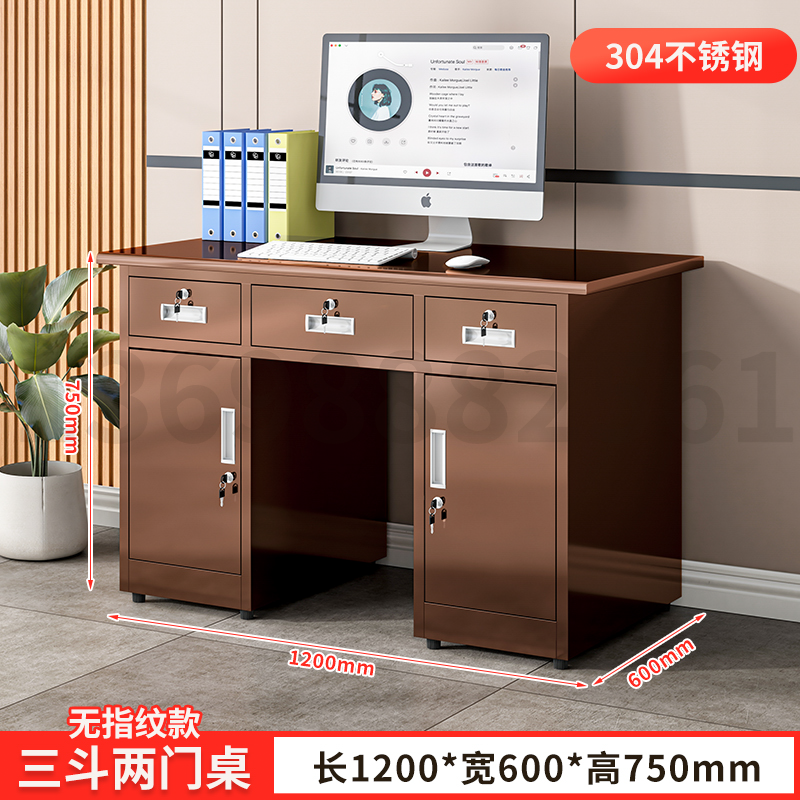 304不锈钢无指纹款办公桌医用电脑桌收银台无尘车间带锁工作台