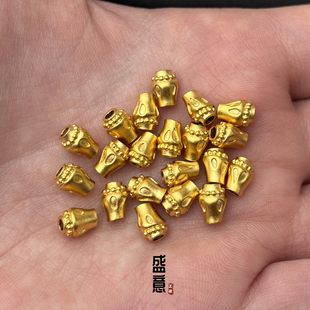 古法24K工艺黄金色海螺法螺隔珠弟子珠尾缀文玩手串diy配珠配饰