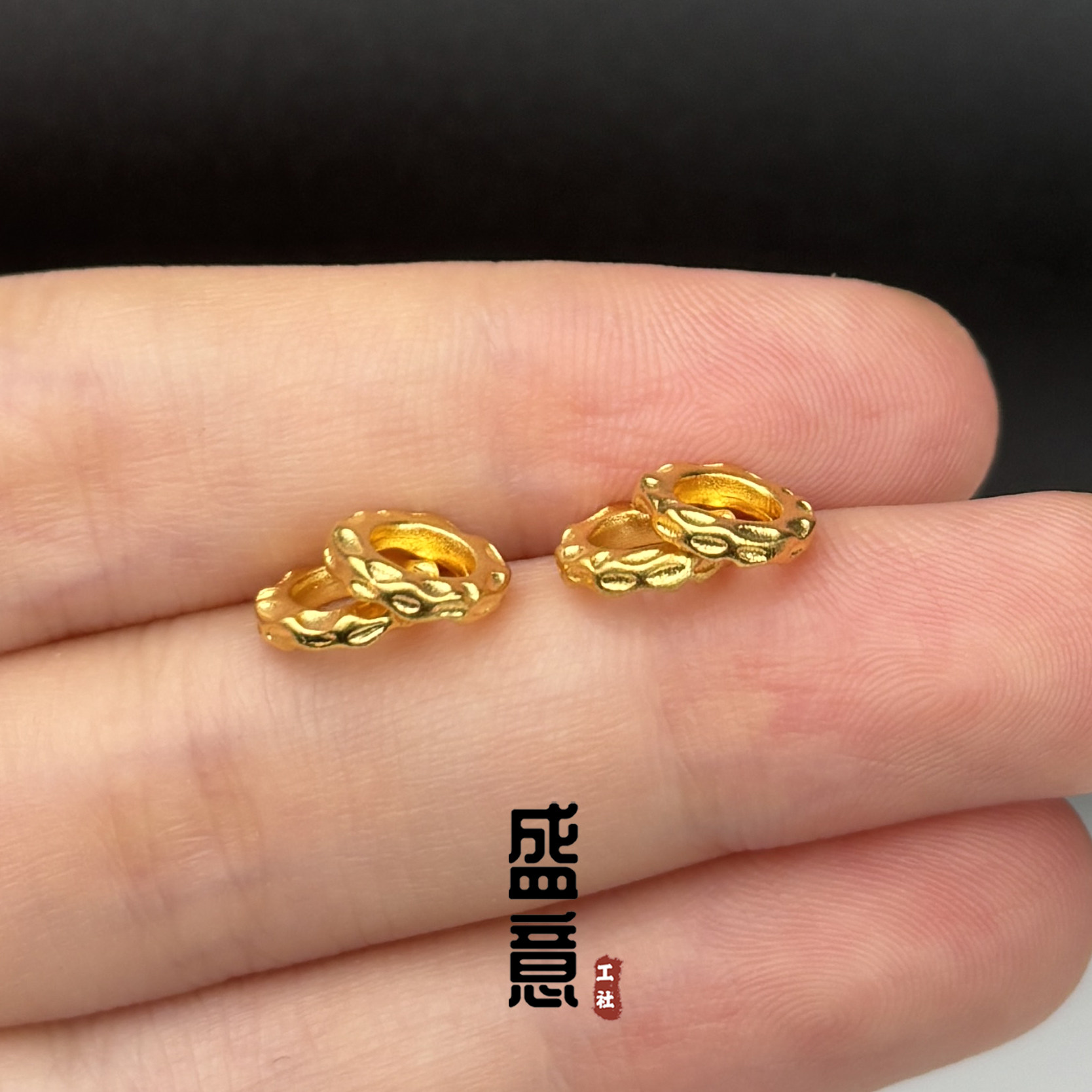 古法24K工艺黄金色锤纹盘缠隔片垫片文玩手串手链手持108单圈配饰图片