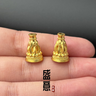 古法24K工艺黄金色佛塔分体三通八方来财塔帽隔珠佛珠108手串配饰