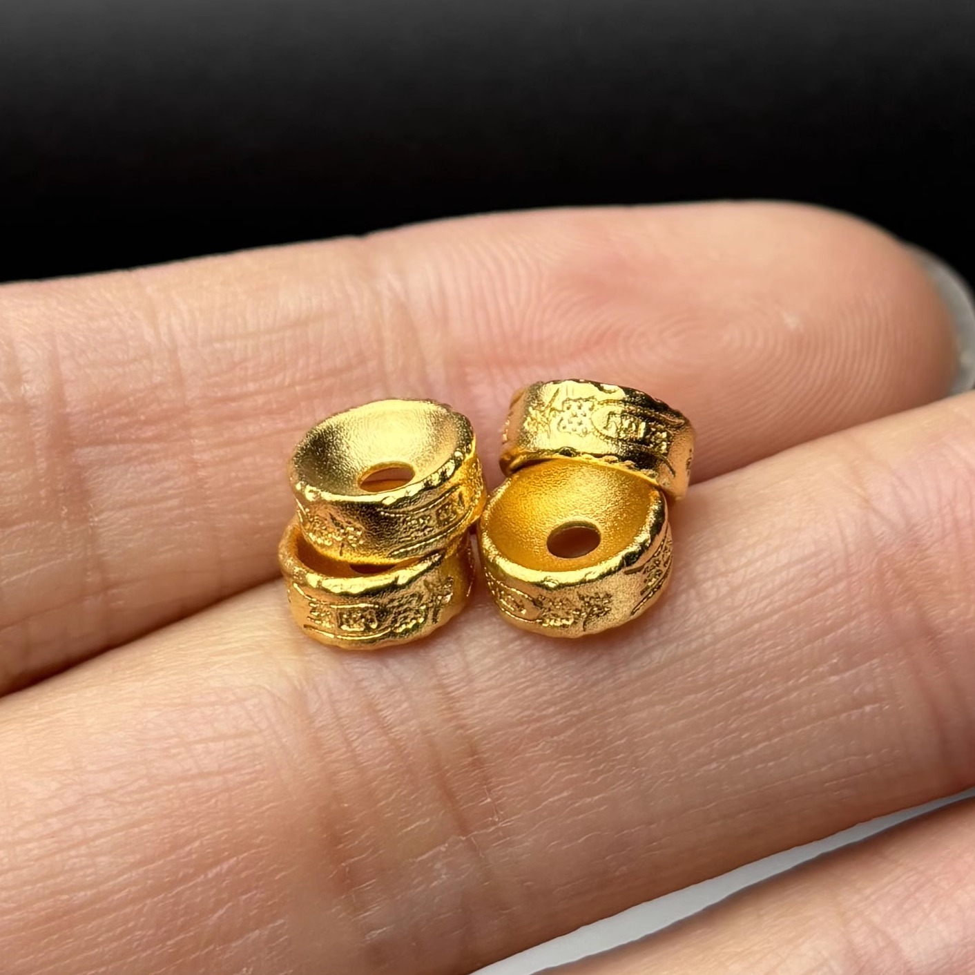 古法24K工艺黄金色925百无禁忌卡环圆环隔片保色文玩手串配饰