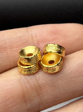古法24K工艺黄金色925百无禁忌卡环圆环隔片保色文玩手串配饰