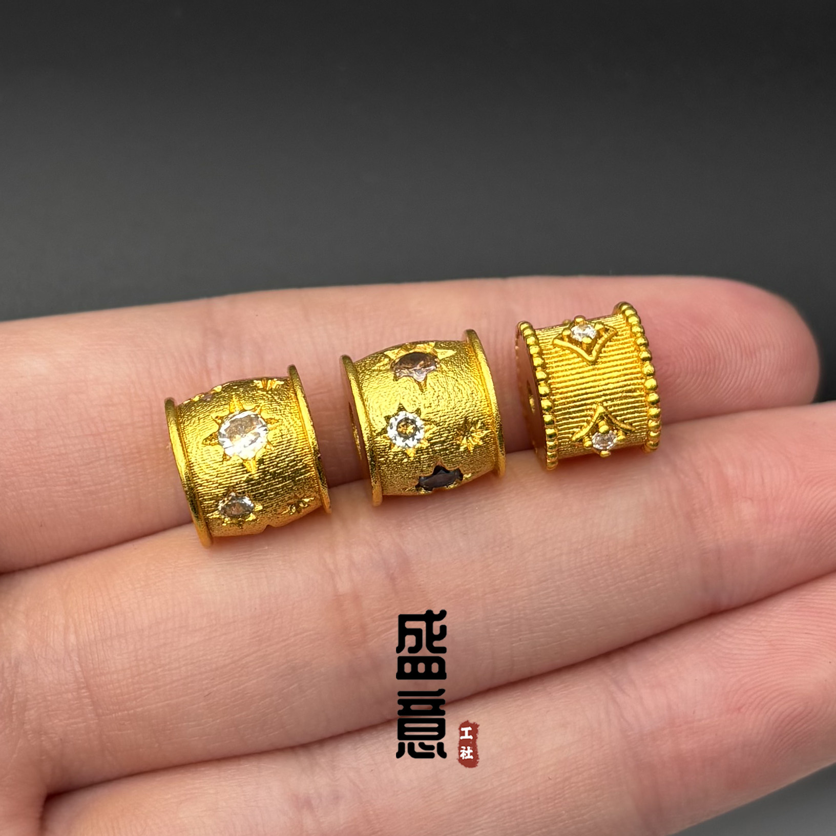 古法24K工艺黄金色镶钻星芒拉丝桶珠隔珠手链吊坠锁骨链diy配件,饰品/流行首饰/时尚饰品新,其他DIY饰品配件,淘宝优惠券,粉丝福利购,淘宝优惠卷