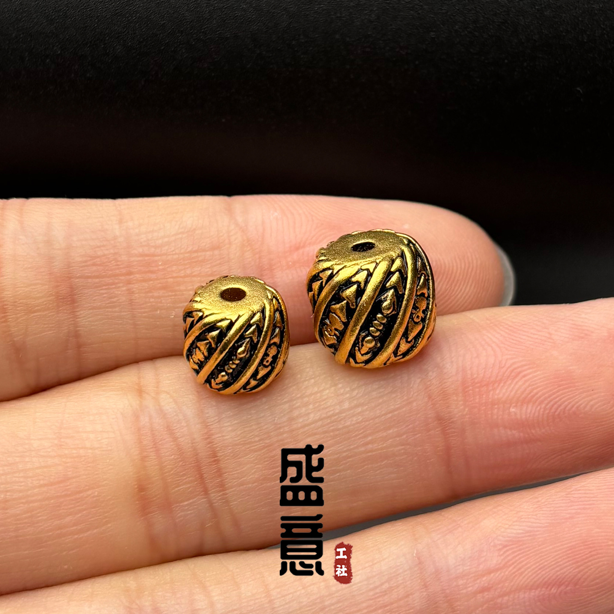 古法24K工艺黄金色凯旋老型桶珠顶珠腰珠隔珠项链文玩手串diy配饰