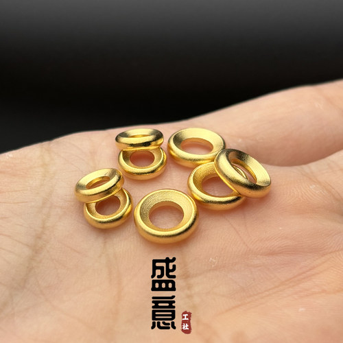 古法24K工艺黄金色925光面车轮卡环隔片文玩手串diy配珠配饰隔片