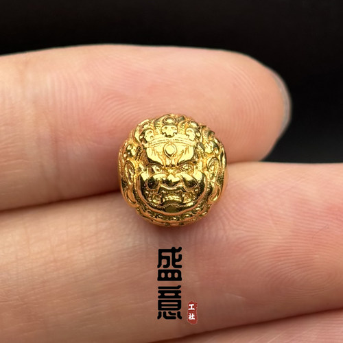 古法24K工艺黄金色大黑天圆珠隔珠文玩顶腰珠手串手持念珠diy配饰