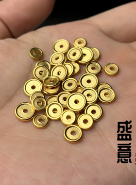 超薄24K精工古法老金工艺黄金色凹槽车轮隔片文玩手串卡环垫片
