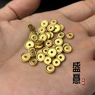 超薄24K精工古法老金工艺黄金色凹槽车轮隔片文玩手串卡环垫片