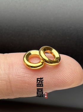 古法24K工艺黄金色亮面车轮凹槽卡环隔片文玩手串diy配珠配饰
