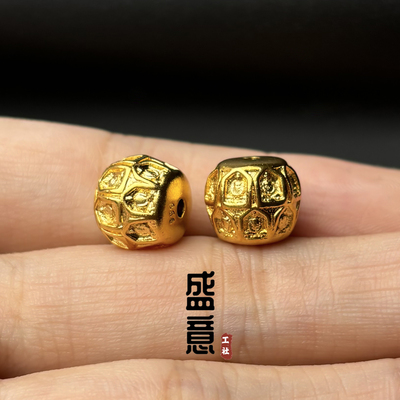 古法24K工艺黄金色925无相佛珠老型桶珠锁骨项链佛珠手串配饰