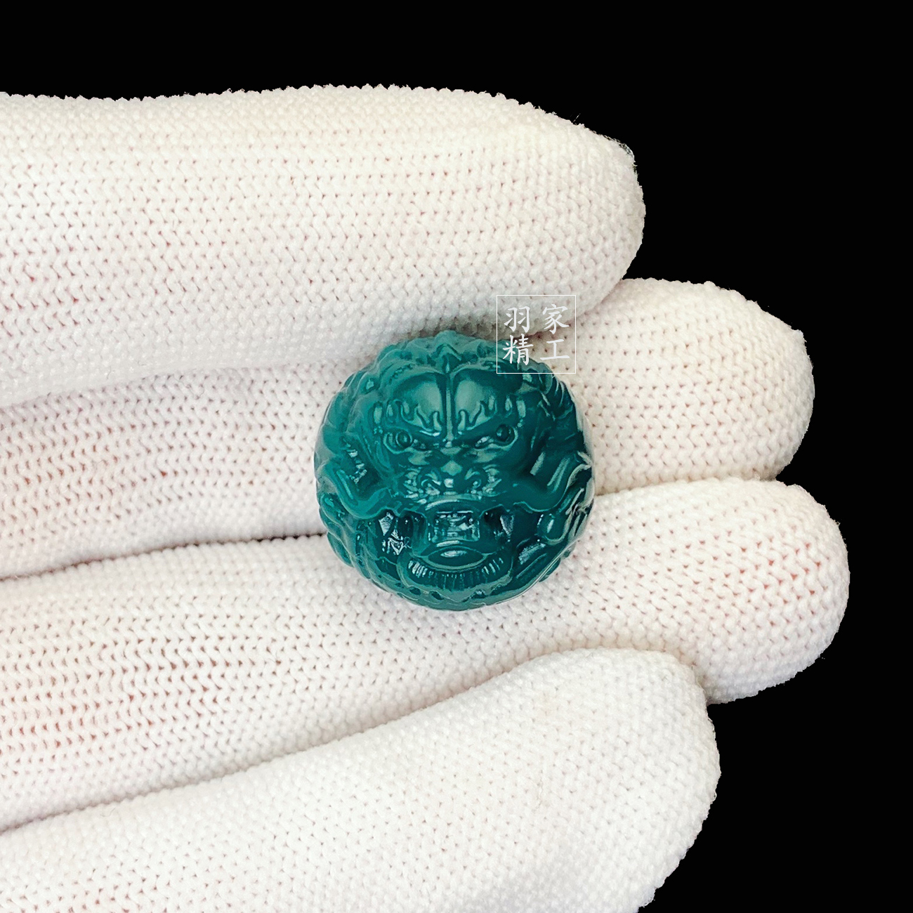 雪巴琉璃三通天然佛头绿松石腰珠