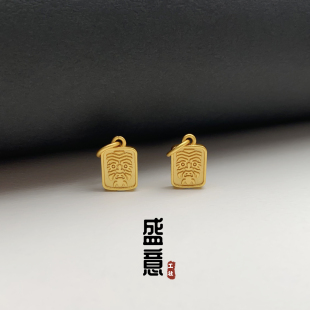 古法24K工艺黄金色925扎基拉姆吊坠牌卡子保色文玩配饰手串配饰