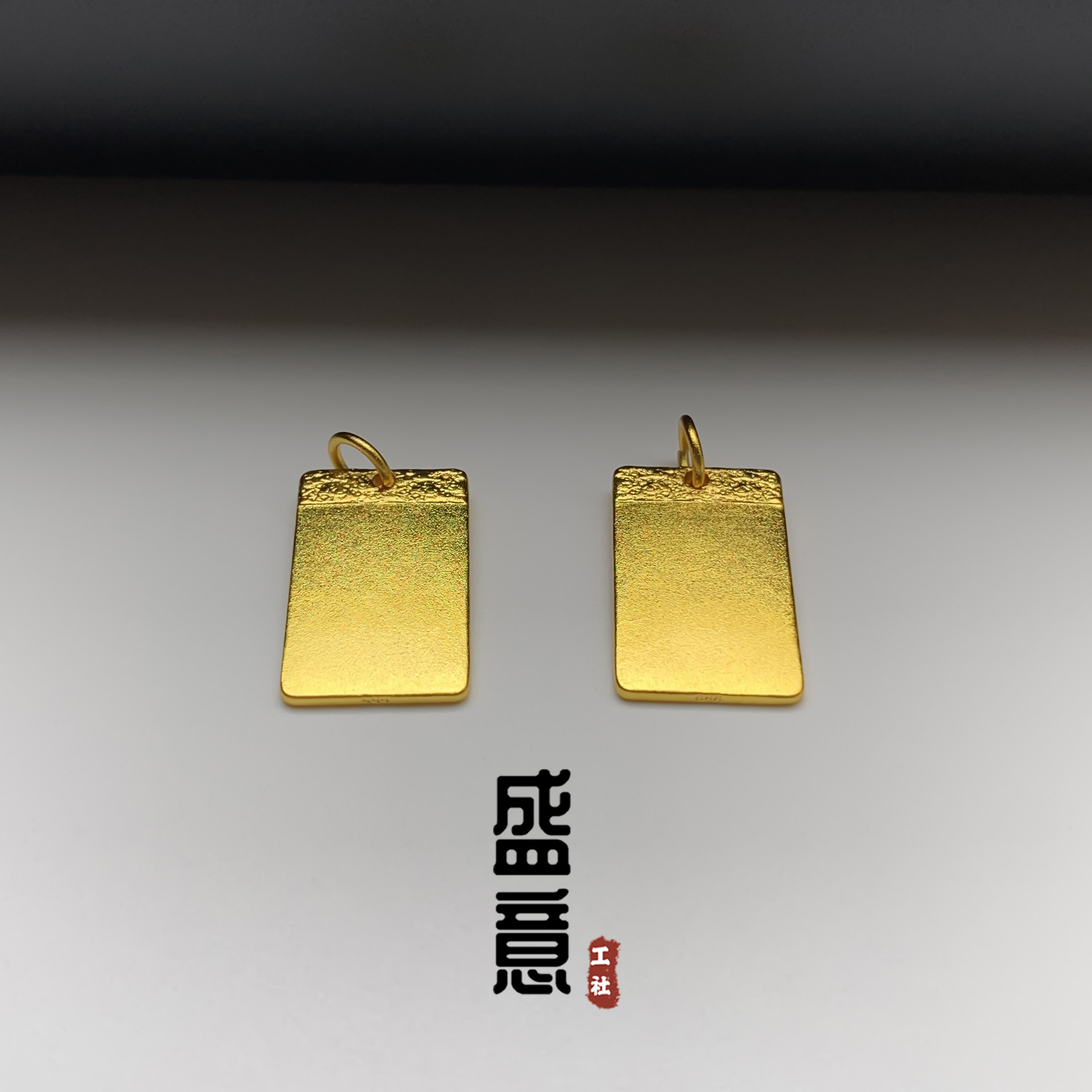 古法24K工艺黄金色925无事牌吊坠保色佛珠文玩手串情侣DIY配饰
