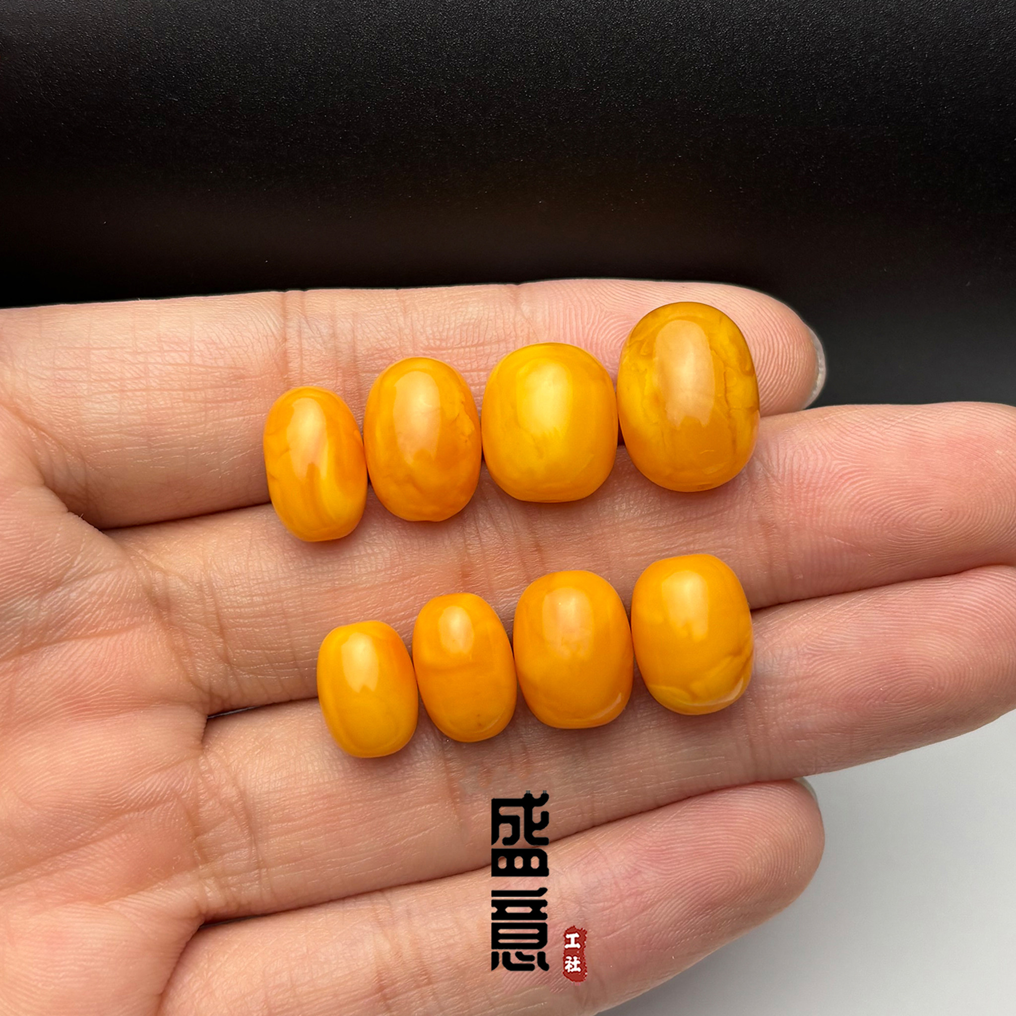 天然老蜜蜡鸡油黄枣珠单珠散珠星月金刚菩提腰顶珠108颗文玩配饰