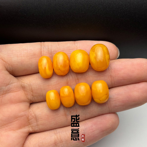 天然老蜜蜡鸡油黄枣珠单珠散珠星月金刚菩提腰顶珠108颗文玩配饰