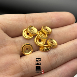 古法24K工艺黄金色925回纹卡环隔珠文玩手串diy配珠配饰隔片