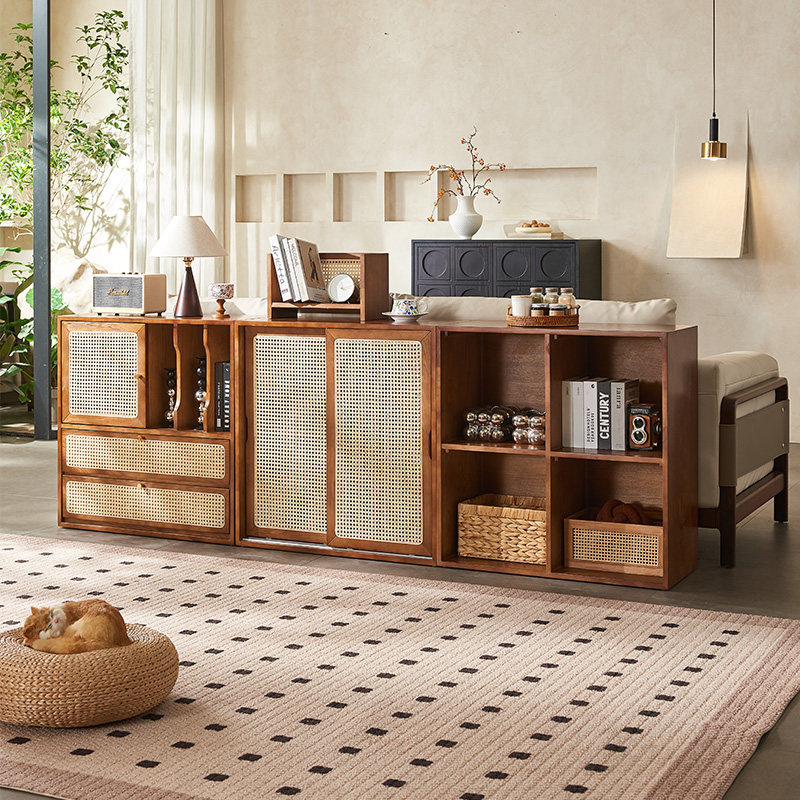 北欧复古实木自由组合柜客厅收纳书柜储物柜多功能一体落地置物柜,住宅家具,餐边柜,淘宝优惠券,粉丝福利购,淘宝优惠卷
