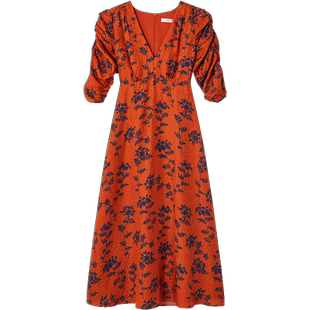 【赛马会】LK BENNETT法式V领高级感独特印花连衣裙100%桑蚕丝