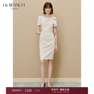LK BENNETT白色连衣裙新款简约大方法式职业通勤连衣裙