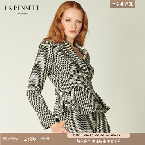 lkbennett千鸟格羊毛西装外套女