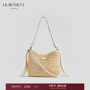 【赵露思同款】LK BENNETT米色编织包度假风单肩包时尚气质沙滩包