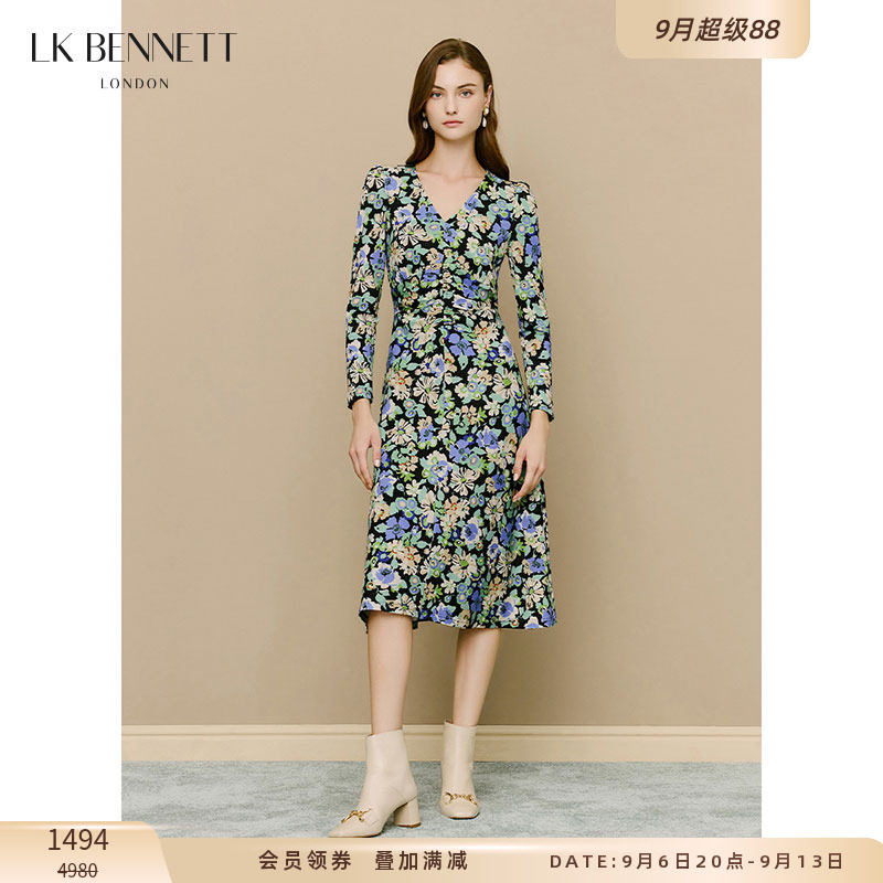 法式复古lkbennett腰部抽褶