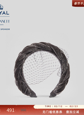 LK BENNETT 【赛马会】系列麻花编织高雅灰色发箍帽子