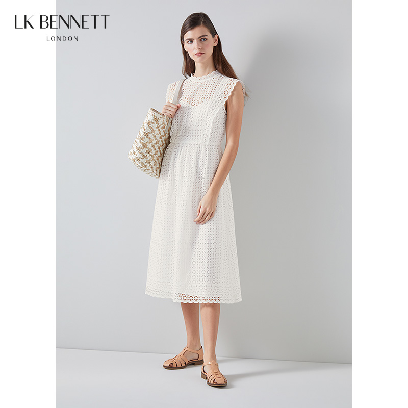 lkbennett优雅棉镂空连衣裙