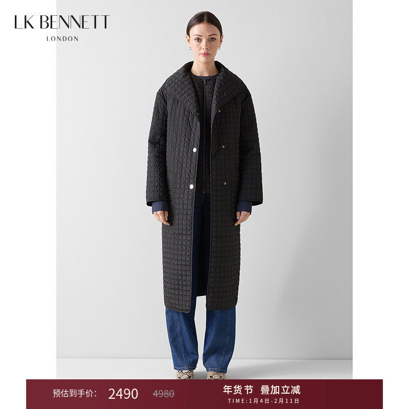 LK BENNETT黑色两件套马甲大衣2025年冬新款西装翻领单扣显瘦外套