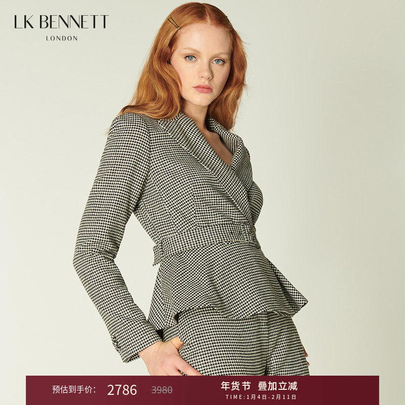 【新闻女王同款】LK BENNETT千鸟格西装外套女秋冬羊毛职业通勤,女装/女士精品,短外套,淘宝优惠券,粉丝福利购,淘宝优惠卷