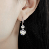 999足银水晶耳环气质长流苏纯银耳线闪钻耳坠女韩国简约银耳饰品