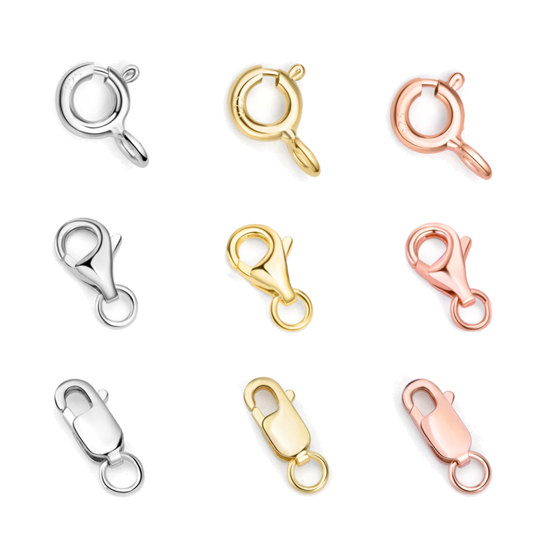 s925项链扣diy龙虾吊坠弹簧18k金