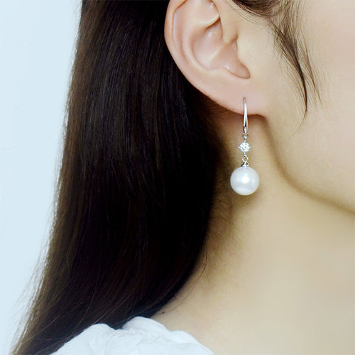 S925纯银耳环女镶钻珍珠耳钉饰品