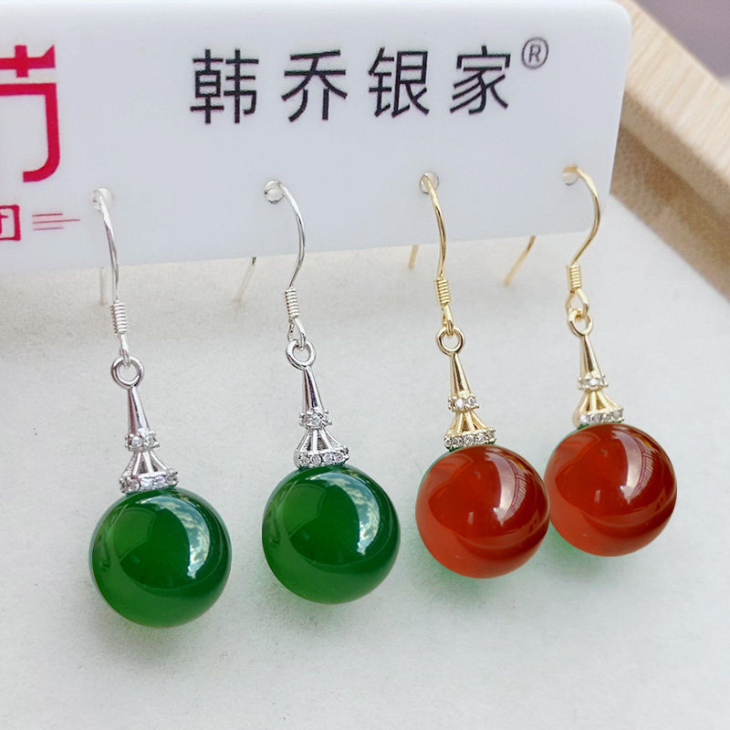 S999纯银耳环女天然玛瑙耳饰品轻奢百搭足银耳钉爆款民族风首饰,饰品/流行首饰/时尚饰品新,银饰耳饰,淘宝优惠券,粉丝福利购,淘宝优惠卷