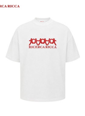 【RiRi】Ricerca Ricca夏季休闲群像印花圆领针织短袖T恤男女同款