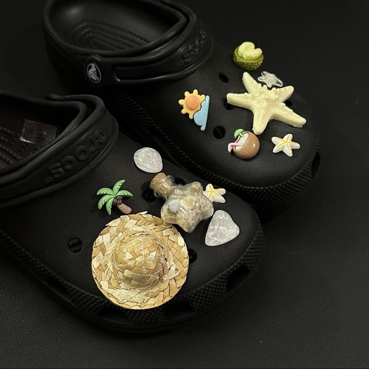 洞洞鞋配饰草帽许愿瓶鞋扣鞋花