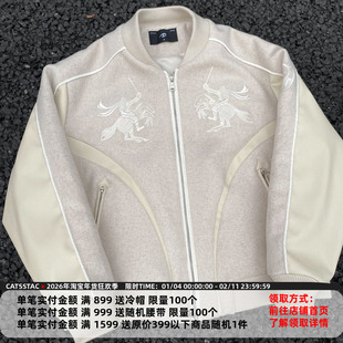 CATSSTAC 圣骑士刺绣羊毛夹克 毛呢主体 轻奢质感 复古精致