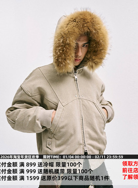 CATSSTAC座山雕二代加绒加厚外套男cleanfit重磅帆布水洗棉服夹克