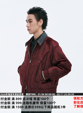 CATSSTAC 缎玉绣影羊皮翻领夹克宽松休闲cleanfit外套男