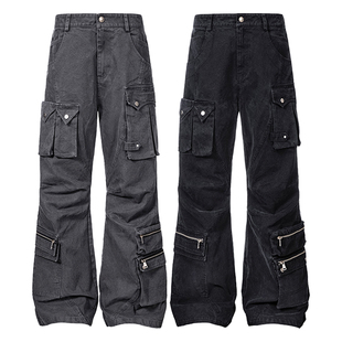 工装 宽松阔腿 裤 版 多口袋设计 CATSSTAC 型 裂痕水洗炮弹裤