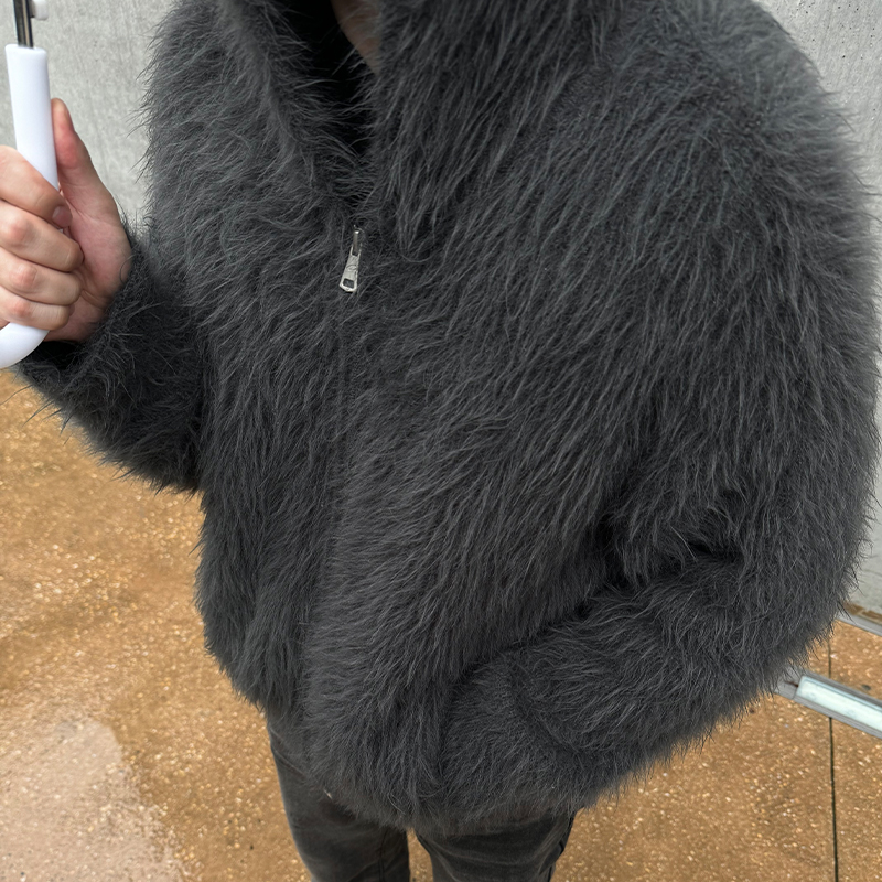 CATSSTAC 雪怪毛衣男cleanfit高级感小众设计休闲拉链针织衫外套