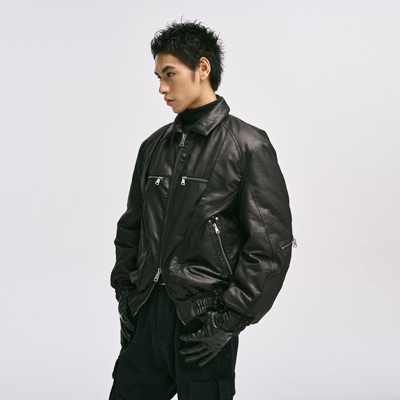 CATSSTAC 曼达洛重工涂蜡棉服cleanfit小众设计短款保暖外套男