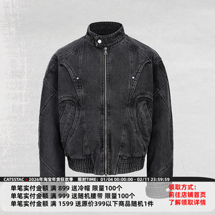 CATSSTAC 黑曜石飞片牛仔夹克男cleanfit小众设计通勤休闲外套