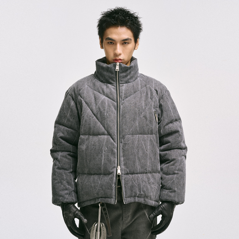 CATSSTAC 黑雾三拉链帆布棉服cleanfit冬季宽松休闲加厚保暖外套