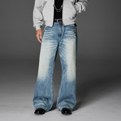 修饰腿型 CATSSTAC 宽松直筒 男 舒适百搭 图腾刺绣水洗牛仔裤