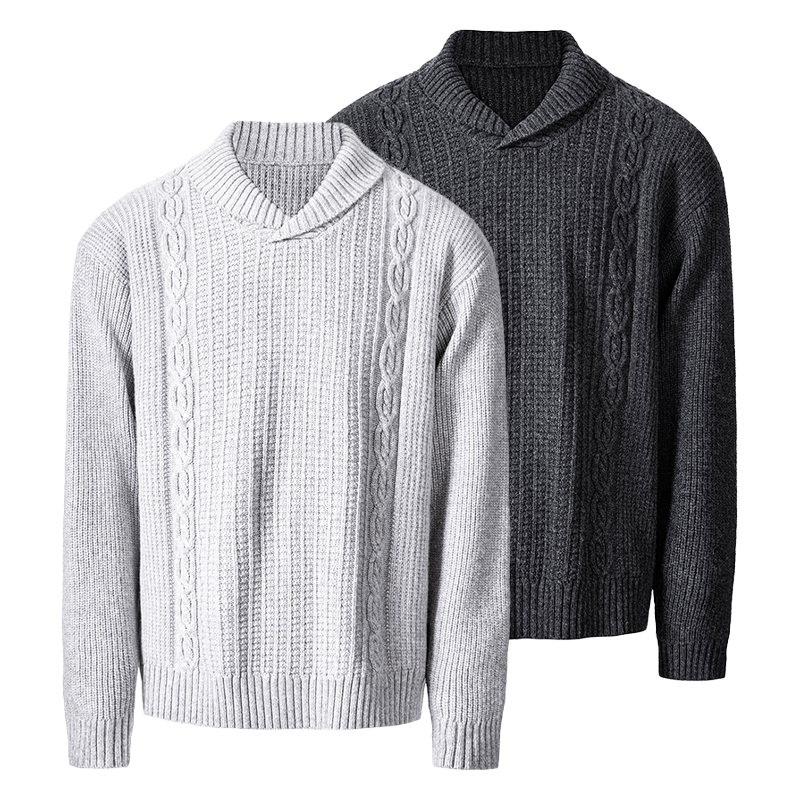 CATSSTAC 羊毛混纺锁链花青果领毛衣 小众设计 简约雅致