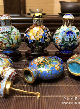 库存老货铜胎掐丝珐琅景泰蓝鼻烟壶 银蓝工艺 烟具 礼品摆件 收藏