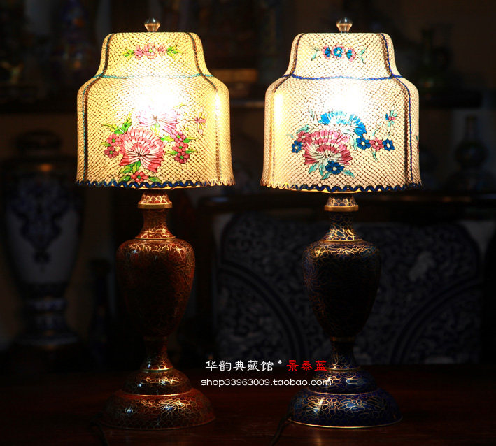 正宗北京掐丝珐琅/厂家/脱胎透明灯 景泰蓝中式台灯 家居摆件